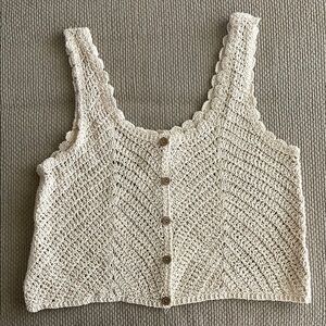 Elegant Cream Crochet Tank Top